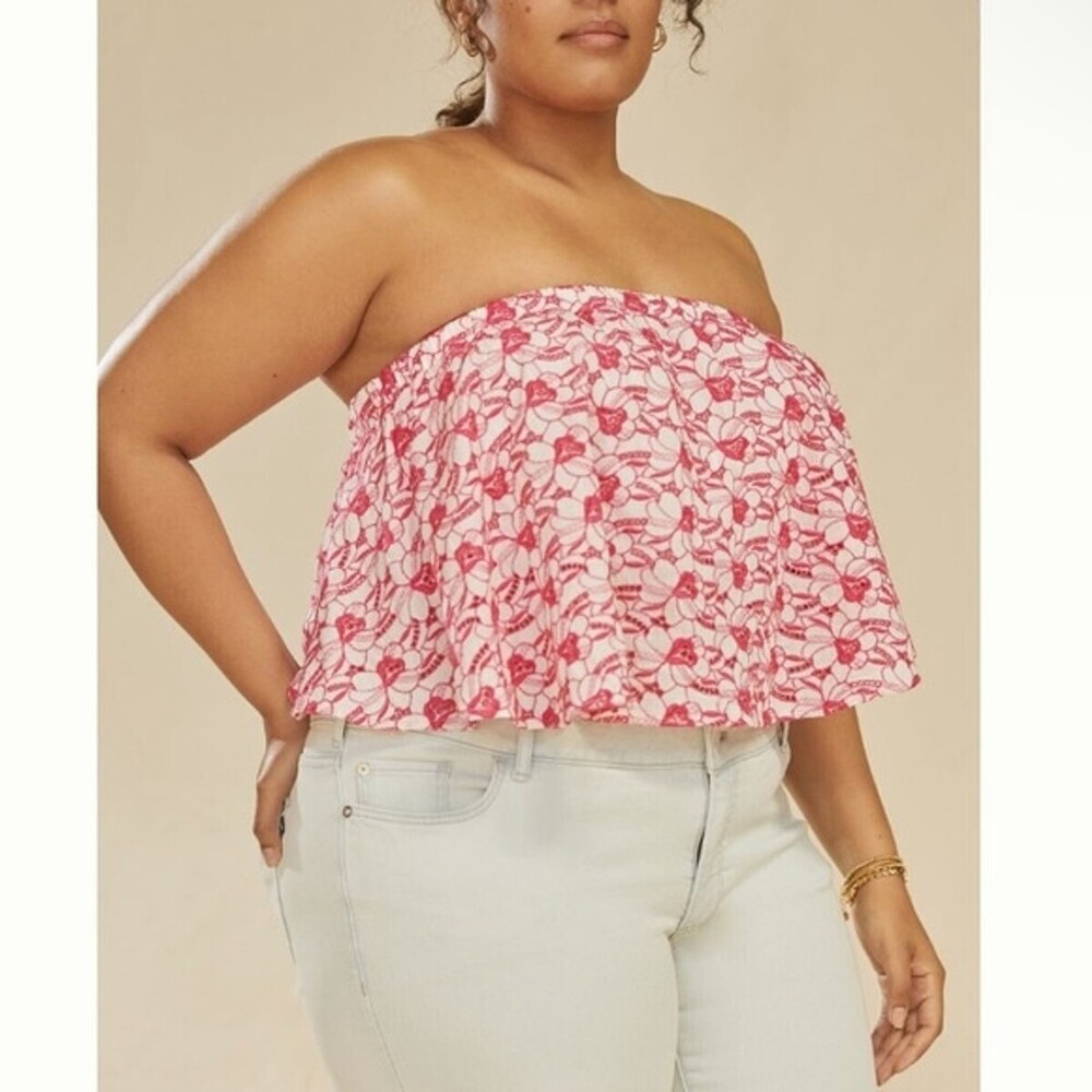 Porridge Strapless Eyelet Top 3x NWT